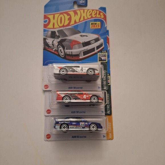 Hot Wheels Other - Hot Wheels Audi 90 Quattro #144 HW Turbo 4/5 Lot of 3 Colors Red White & Blue